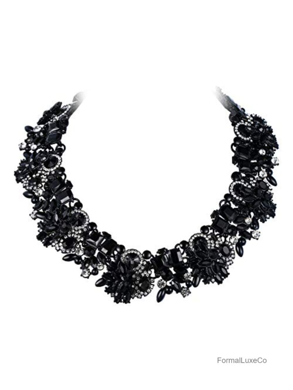 Vintage Style Art Deco Statement Necklace Austrian Crystal Gold-Tone